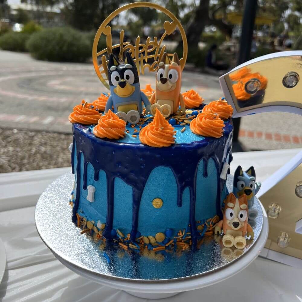 Bluey Party Cake with Balloons — Vanilla Pod